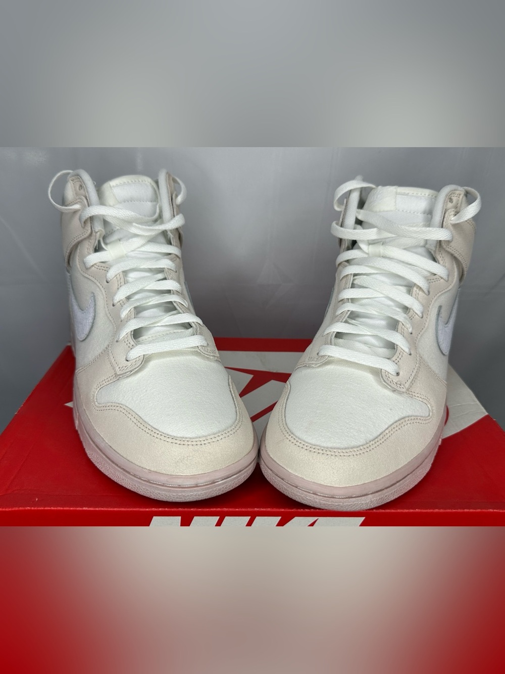 Nike men’s White High-Top Sneakers with Cream Accents